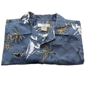 High Surf 100% Cotton Short Sleeve Button Down Aloha Shirt w/Hawaiian Island 2XL